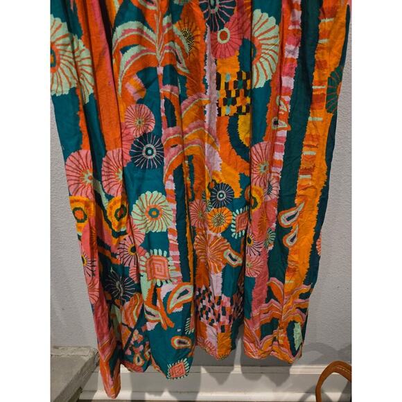 Farm Rio x Anthropologie Women's Pleated Palm Midi Dress Multicolor M - Picture 3 of 13